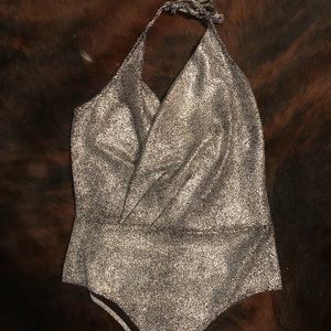Silver new without tags bodysuit